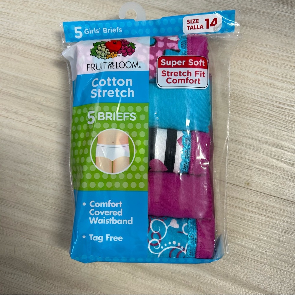 Fruit Of The Loom Girls Briefs Panty Tag Free 5‎ Pack New in package